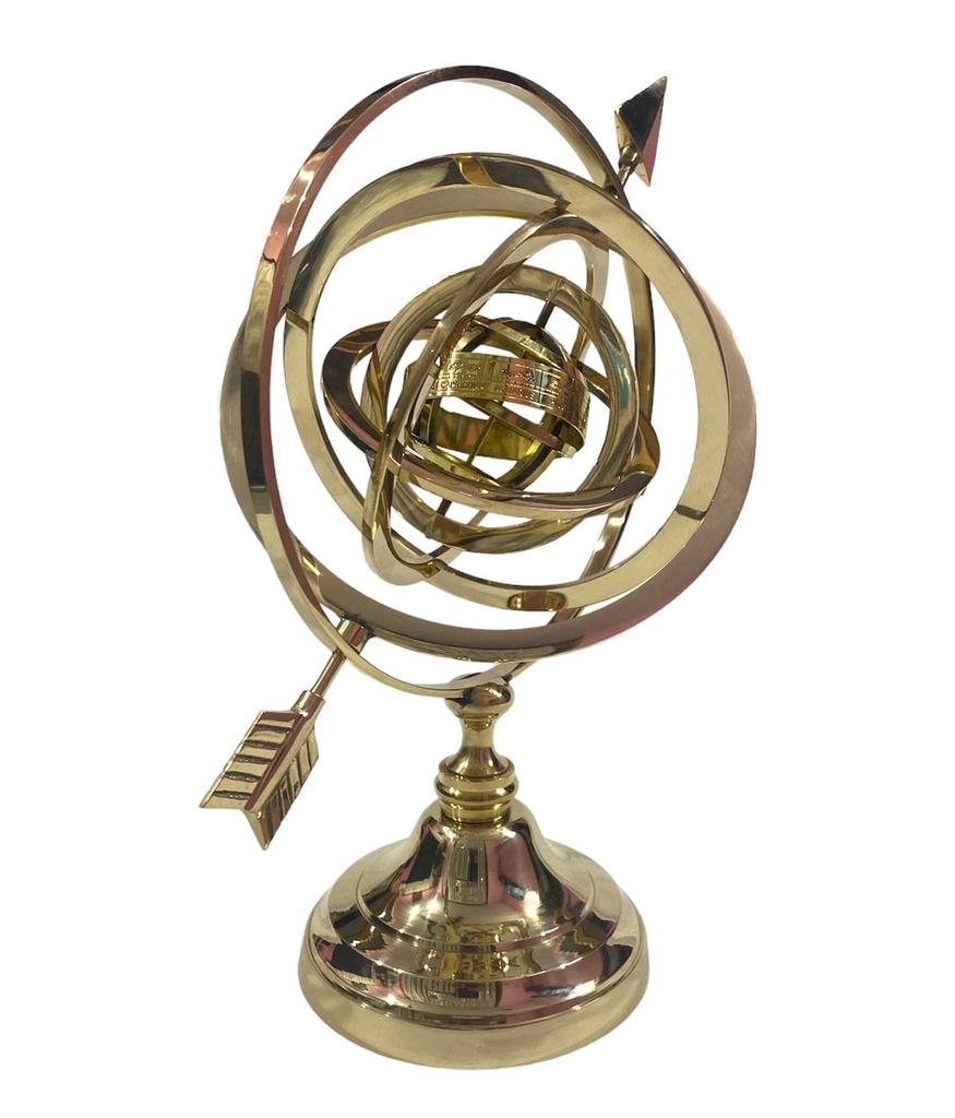 Brass Armillary Sphere Globe with Arrow, Nautical Maritime Astrolabe Globe, Home & Office Table Decor