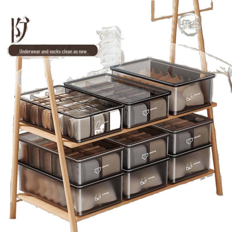 Drei-in-Eins Intimwäsche-Organizer mit Deckel: Aufbewahrungsbox für Unterwäsche, Slips & Socken