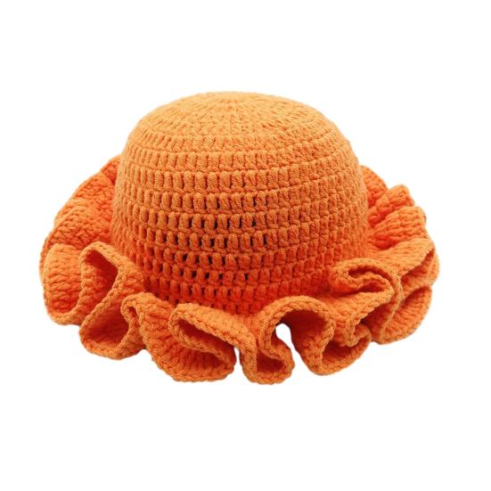 

Панама однотонная с оборкой, вязаная шапка, ветрозащитная, теплая, от солнца оранжевый