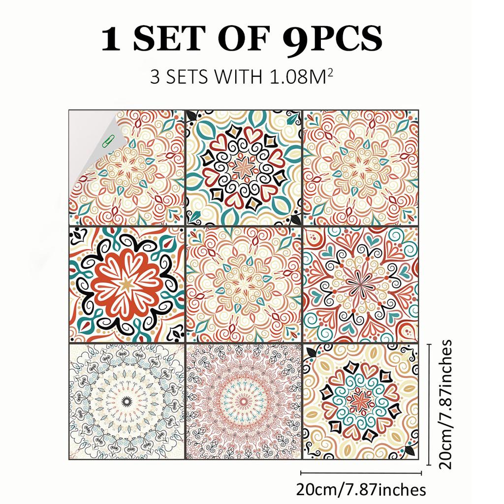 Mediterranean Wind Thickened Living Room Wear-Resistant Retro Pvc Floor Sticker Matte Floor Tile Self-Adhesive Bathroom Wall Sticker