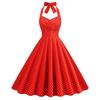 2023 Retro Polka Dot Halter Neck Backless Waist-Cinched Flare Skirt