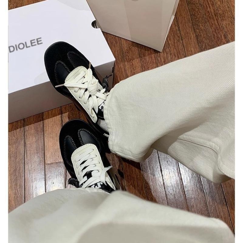 Retro Lace-up Color Matching Inner Heightening Thick Bottom Women's New Versatile Sports and Leisure