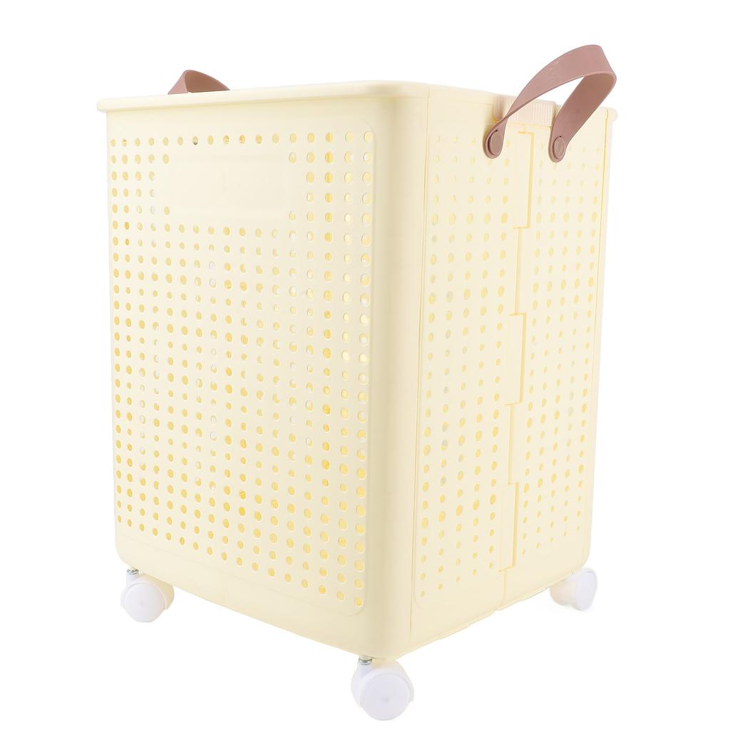 Foldable Laundry Basket with 4 Wheels Space Saving Portable Storage Hamper for Clothing Toys Home Sundries