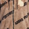 Adidas Monogram Jacket Letter Print Fleece Loose Hooded Coat Women Jackets Pink Brown IB2748