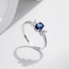 925 Sterling Silver Classic Oval Royal Blue Cubic Zirconia Ring For Women Wedding Engagement Statement Fine Jewelry
