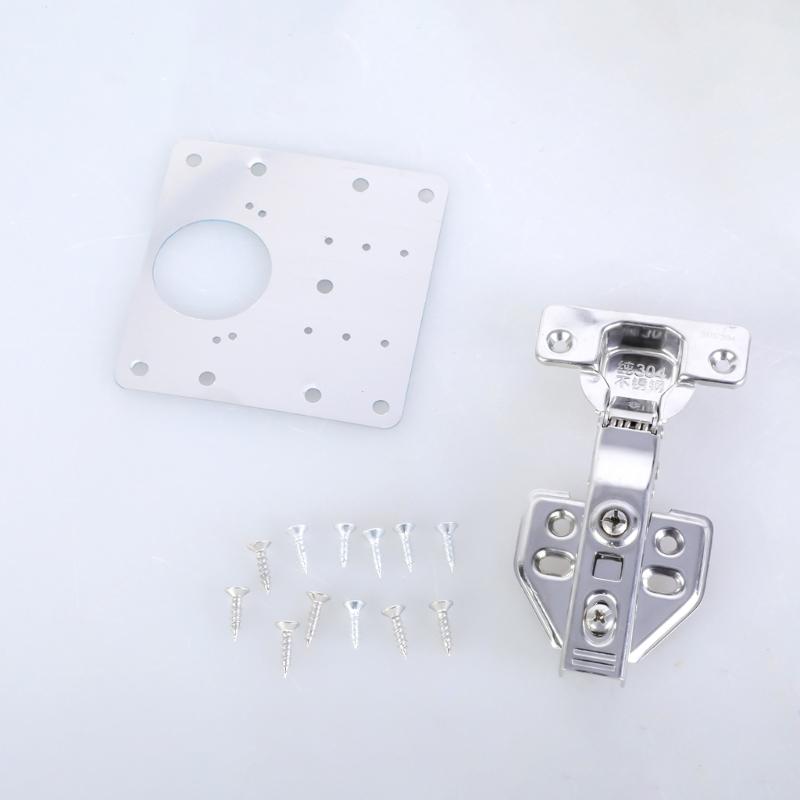 2Pieces Cabinet Hinges Repair Set Featuring 1 Plates and 12 Screws Sturdy Stainless Steel for Home Projects Supplies