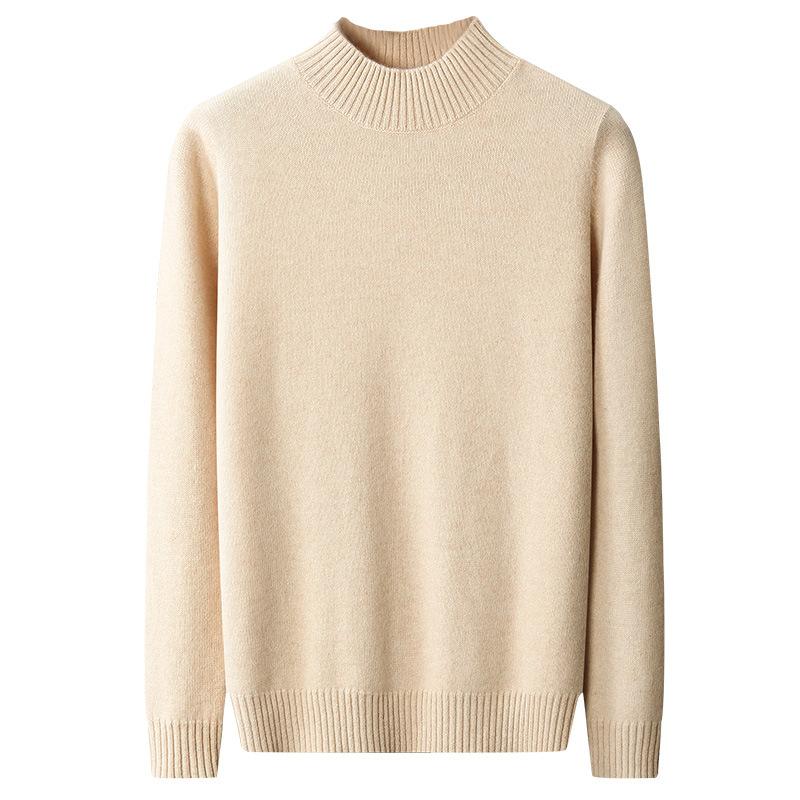 Half-Neck Sweater Men'S Knit Shirt, Pure Wool, Autumn And Winter Men'S Long-Sleeve Base Shirt, Plus Size, Loose And Thickened