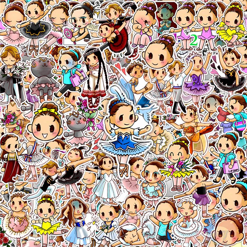 100Pcs/Set Ballet Girl Mini Diary Manual Stickers DIY Scrapbooks Album Decor Decals Stickers