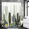 Cactus Flower Plant Shower Curtain, Bathroom Decorative Shower Curtain, Waterproof Shower Curtain with Hooks