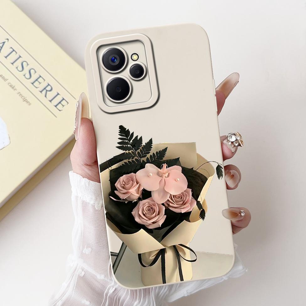 For Realme10 5G China RMX3663 Cover For Realme 10 5G Case Silicone Luxury Fashion Flowers Kawaii Cute Cat Shockproof Phone Case