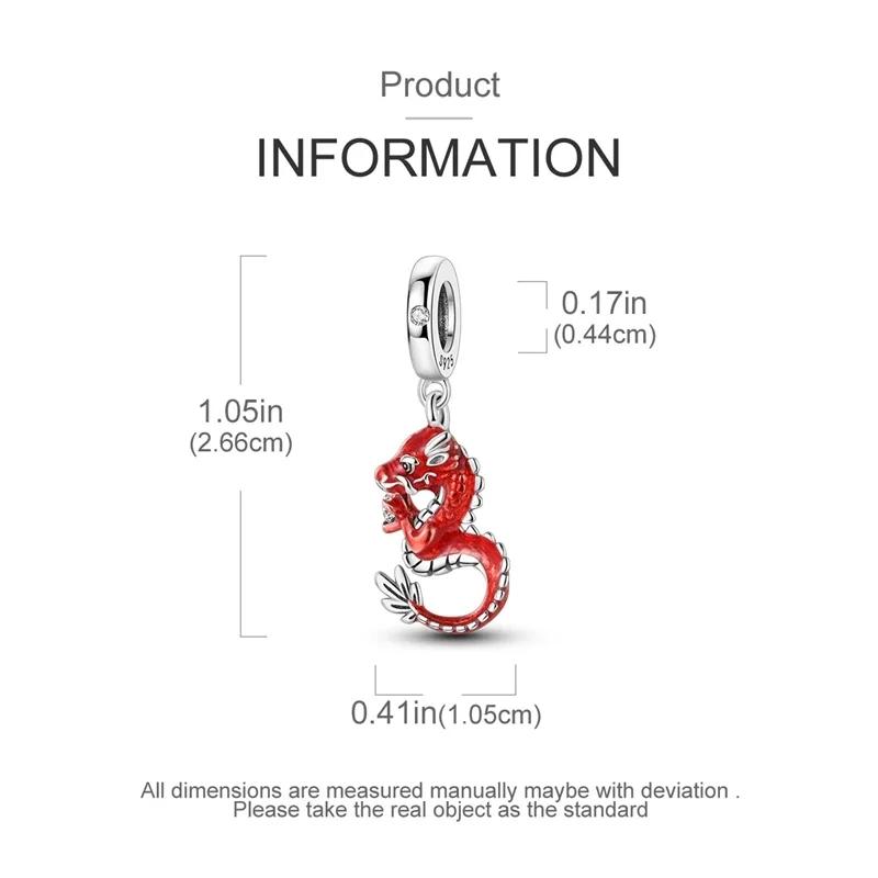 Original Charms Copper Dreamy Oriental Red Dragon Beads Fit Charms Plata Bracelets For Women Jewelry Making Diy Gifts