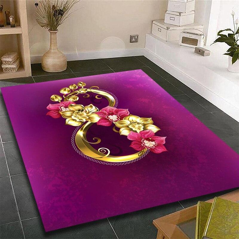 Fashion Modern Area Rugs Gold Rose Pattern Room Bedroom Floor Mat Carpet Rugs and Carpets for Home Living Room