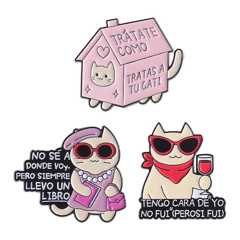 CAT Enamel Pins Custom TENGO CARA DE YO NO FUI"(PERO SI FUI) Brooches Lapel Badges Clothes Animal Jewelry Gift for Kids Friends