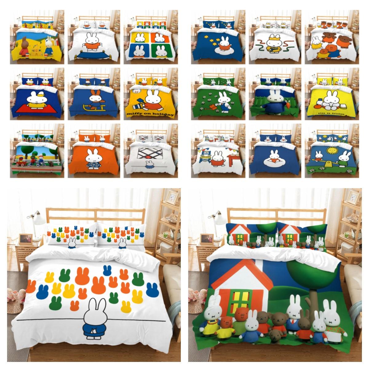 

Комплект пододеяльников Miffy с мультяшным принтом для подростков, мягкое постельное белье, костюм, двойной размер, покрывало из микрофибры