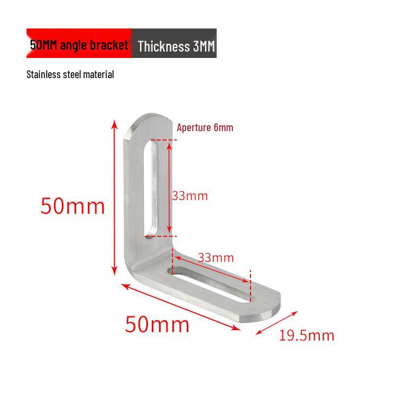 Stainless Steel 90° Movable L-Shaped Corner Bracket with Long Hole for Shelf Support