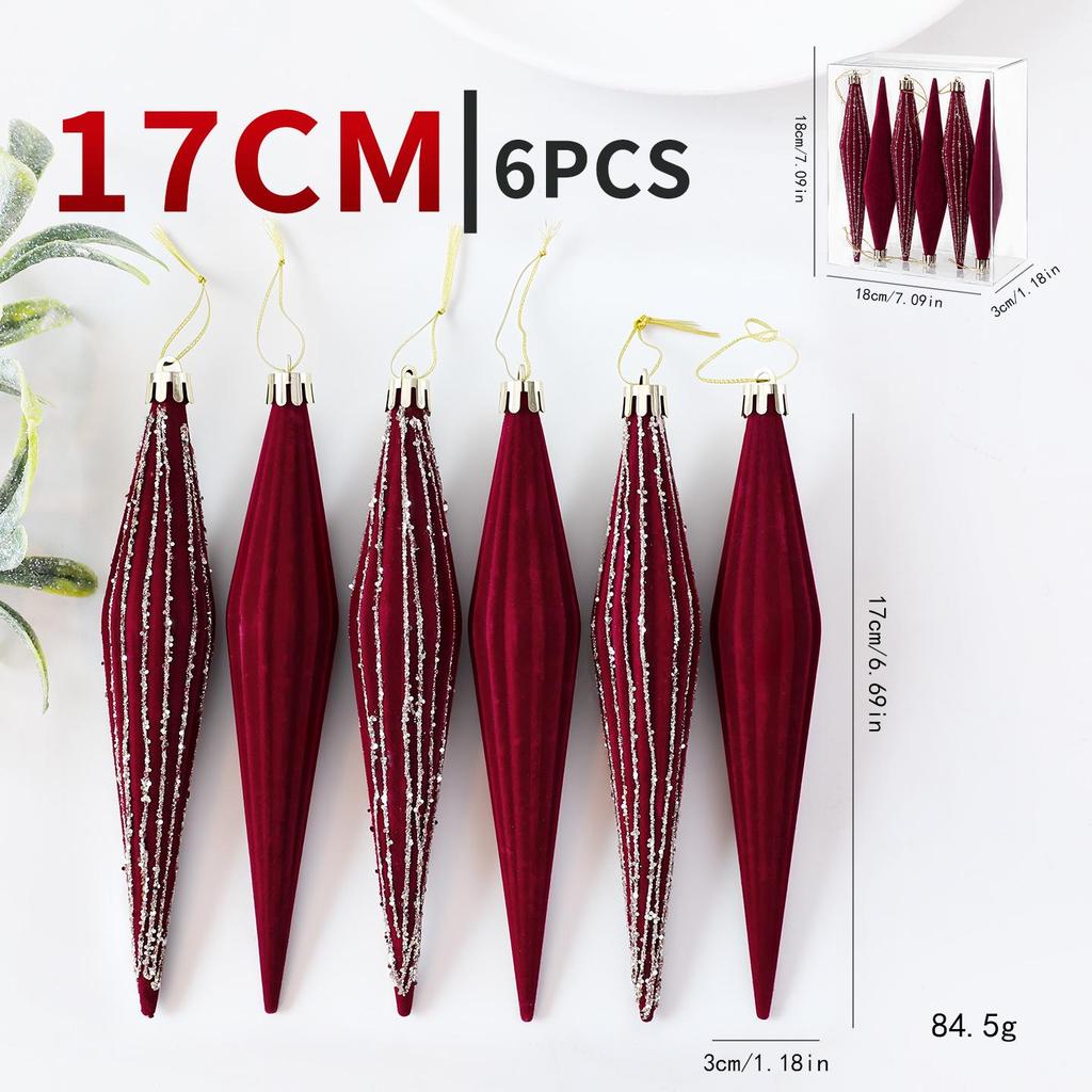 Flocked Painted Cone-Shaped Christmas Icicle Ornaments for Indoor Decoration