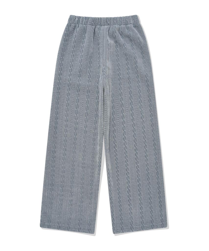 COVERNAT WOMAN Cable Fleece-Lined Elastic Waist Pants Ash Blue