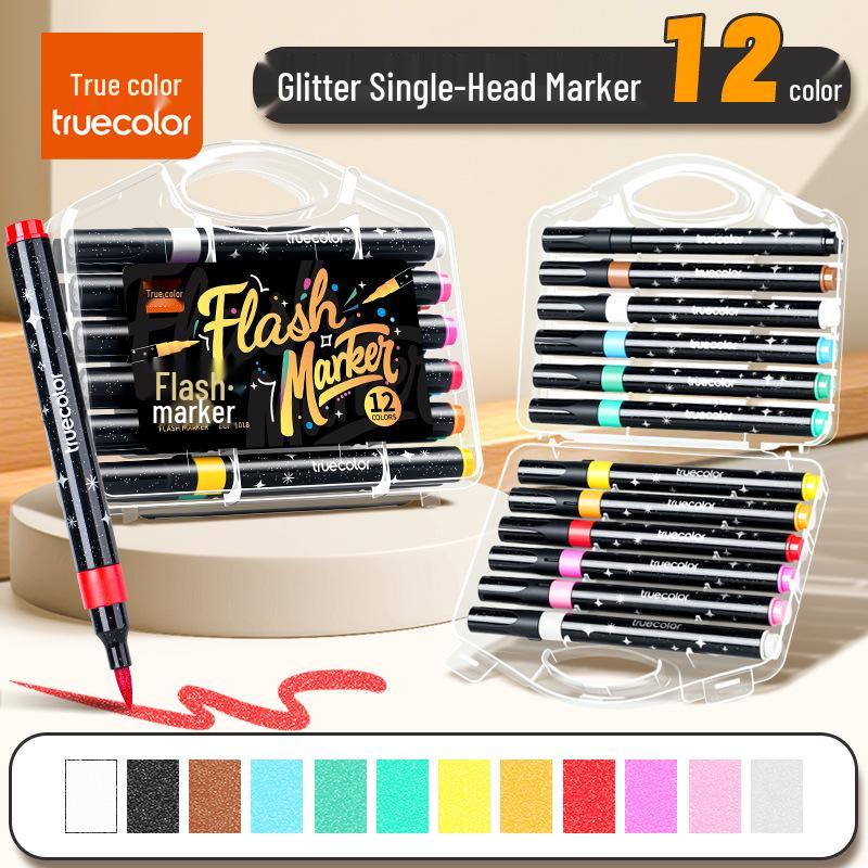 Echter Farbe Glitzer Filzstift für Grundschule & Kindergarten Kunst – Wasserbasierter Glanz.