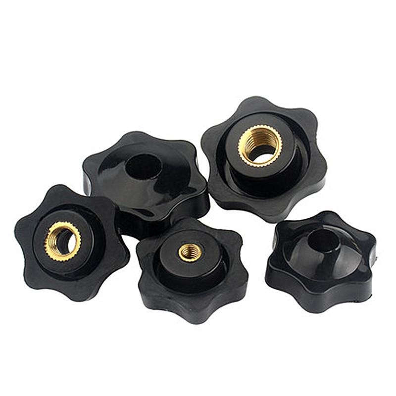 5PCS  Plum Hand Tighten Nuts Handle Thread Star Mechanical Black Thumb Nuts Clamping Knob Manual Nuts M4 M5 M6 M8 M10