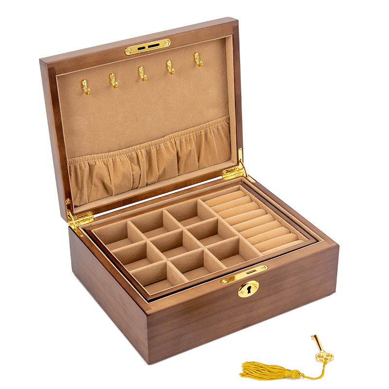 

Wood Jewelry Box for Women Necklace Earrings Rings Jewelry Boxes Pendant Dispiay Stands Bracelet Separators Storage Organizer