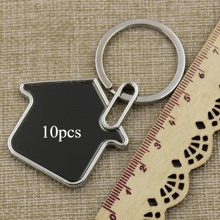 

10pcs Custom Logo Name Keychain Metal Black Personalized Keyring Plate Laser Marking Engraving Stainless Key Chain Ring Gift NO Custom