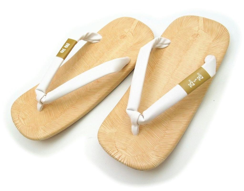 Asakusa Geta Sandals with White Straps and Cowhide Soles Kimono and Japanese Shoe Men's Japanese-Made (For Yukata) (White, Sizes, Adult, Alphabet, L)