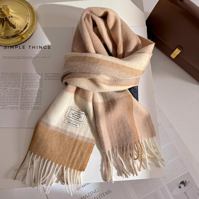 Wool  Women Scarf Luxury Cashmere Winter Blanket Wraps Casual Plaid Print Pashmina Bufanda Travel Poncho Stoles Echarpe