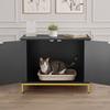 Cat Litter Box Enclosure Furniture, 70 cm Hidden Litter Box Cabinet with Metal Legs & Handle, Modern Style Cat Washroom House End Table, Fit Most of