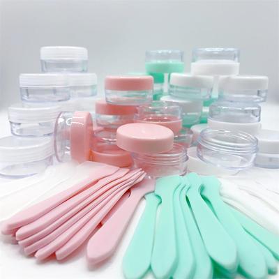 10 Pieces Sample Containers with Lids, 10g/10ml Makeup Plastic Jars, Refillable Empty Cosmetic Containers Jars with Spatulas
