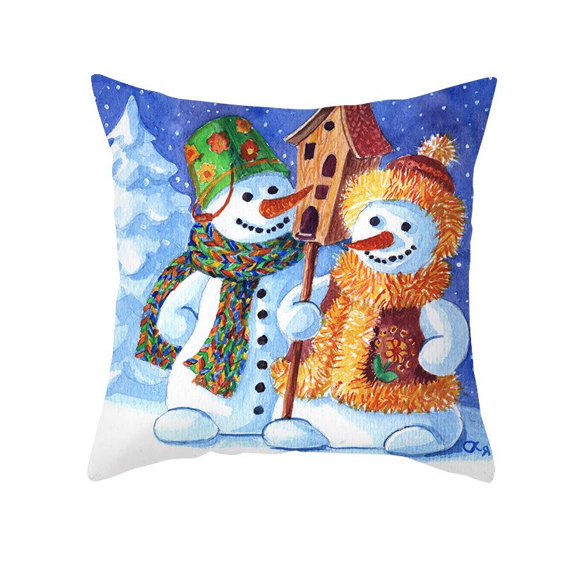 

Скандинавский принт Мультяшная Рождественская наволочка Красочный Санта-Клаус Офисная подушка Чехол на подушку Дом 45 * 45Cm (without pillow core)