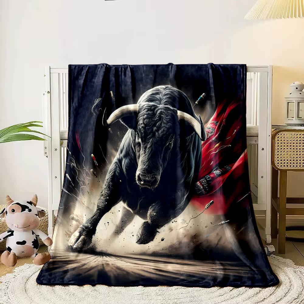 Raging Bull with Red Matador Cape Print Blanket Soft and Cozy Perfect for the Living Room Bed Sofa or a Nap,gift