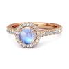 Moonstone Round Halo Accents Ring -925 Sterling Silver Rose Gold Vermeil