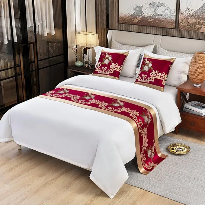 Chinese Style Fashion High Quality Bed Flag Hotel Cupboard Table Runner Decor for Home Parlor Wedding Room No Pillowcase