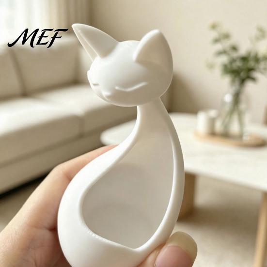 Small Storage Holders for Vanity Minimalist Abstract Sleeping Cat Statue, 3D Printed Matte White Hollow Ornament Statues Shelf Tabletop