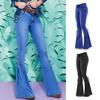 Women Jeans Mid Waist Bandage Wide Leg Butt-lifted Lady Jeans for Daily Wear