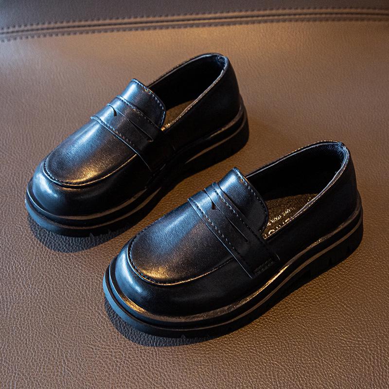 Children's Black Leather British-Style Retro Princess Shoes for Spring & Autumn 2025