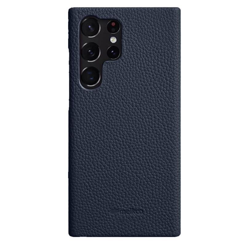 

MELKCO Неполный чехол для Samsung Galaxy S23 Ultra, ПК-оболочка для телефона с покрытием из натуральной коровьей кожи Dark Blue