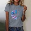 Women's Casual Floral Print Short Sleeved T-shirt With Round Neck  Top