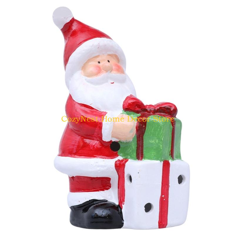 92MF Illuminating Ceramic Santa Snowman Statue Seasonal Home Decors For Festives Gift