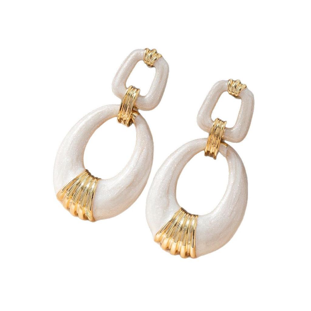 Niche Elliptical Geometric Hollow Earrings High-grade Light Luxury Earrings Hollow Geometric Exaggerated Shape Earrings
