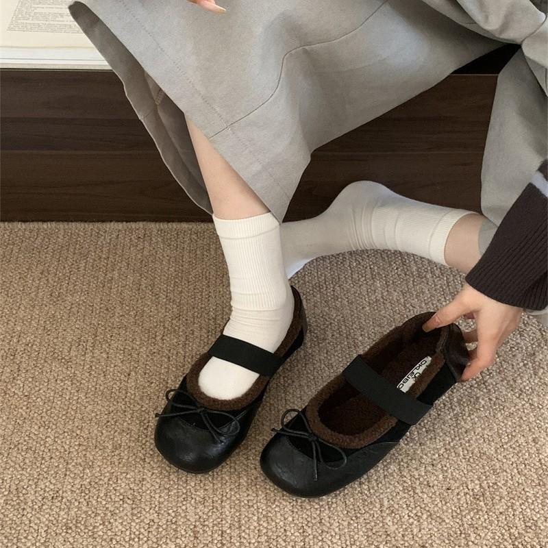 French Mary Jane Small Leather Shoes Women's Autumn and Winter Skirt Single Shoes Small Fragrant Flat Bean Loafers