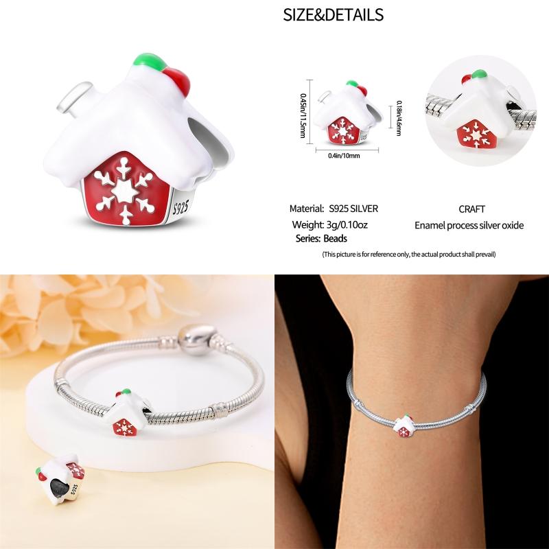 Silver-Plated Christmas Series Charms for Women, Fits Original Diy Bracelet, Bangle, DIY Beads, Birthday, Fine Jewelry Gift