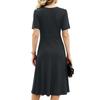 Fashionable Women's Loose V-neck Short Sleeved Dress, Mid Length Skirt