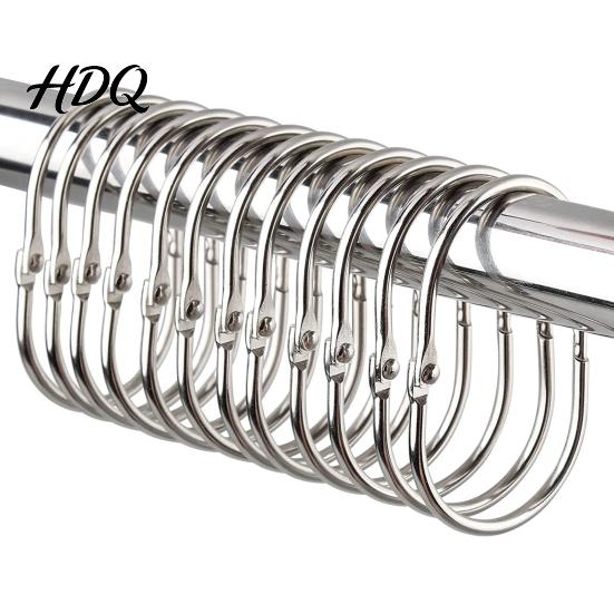 Hanger 12Pcs Coating Quick Curtain Rings Anti-rust Easily Shower Installation Glides Hooks Less Friction Bathroom