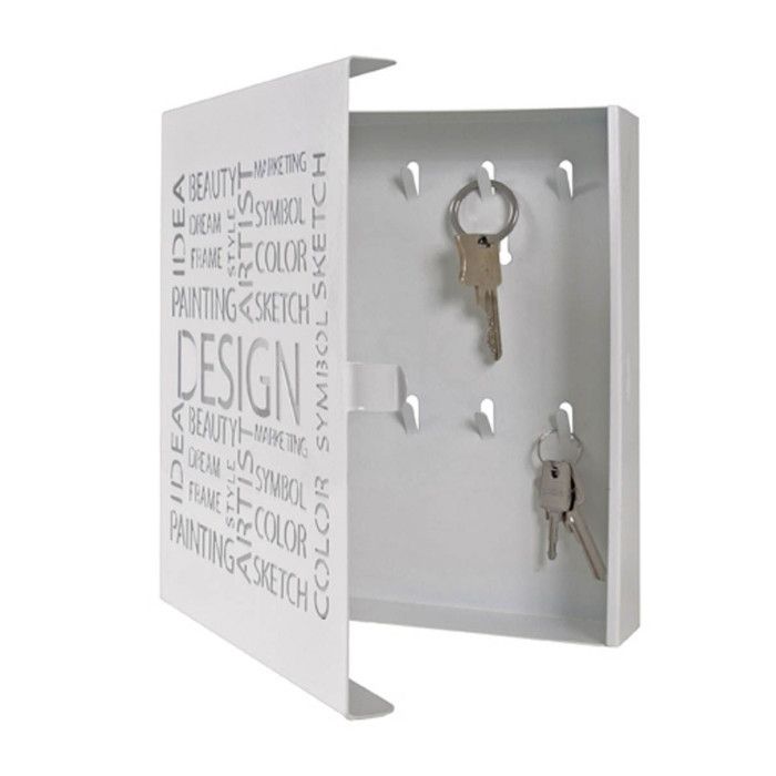 Boite à clés - Britt - Métal laqué blanc - 22x5x24cm - Intérieur - Mixte