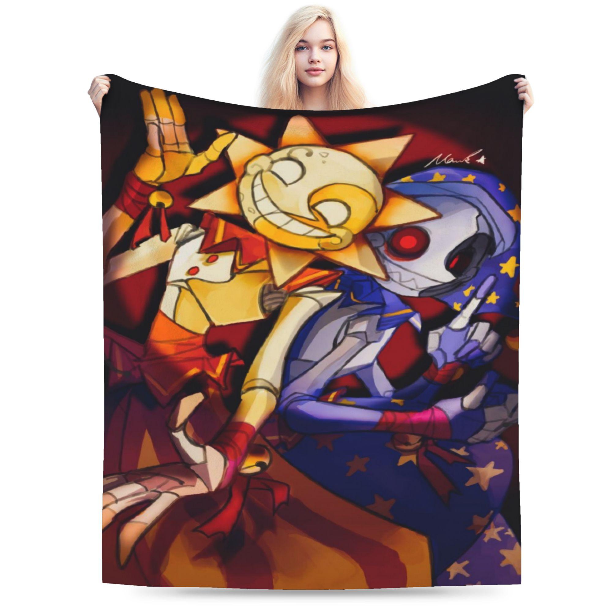 Helenal Unisex Cozy Sundrop And Moondrop Fnaf Blanket Merch Bed Decorative Throw Blankets Ultra-Soft Flannel For Office