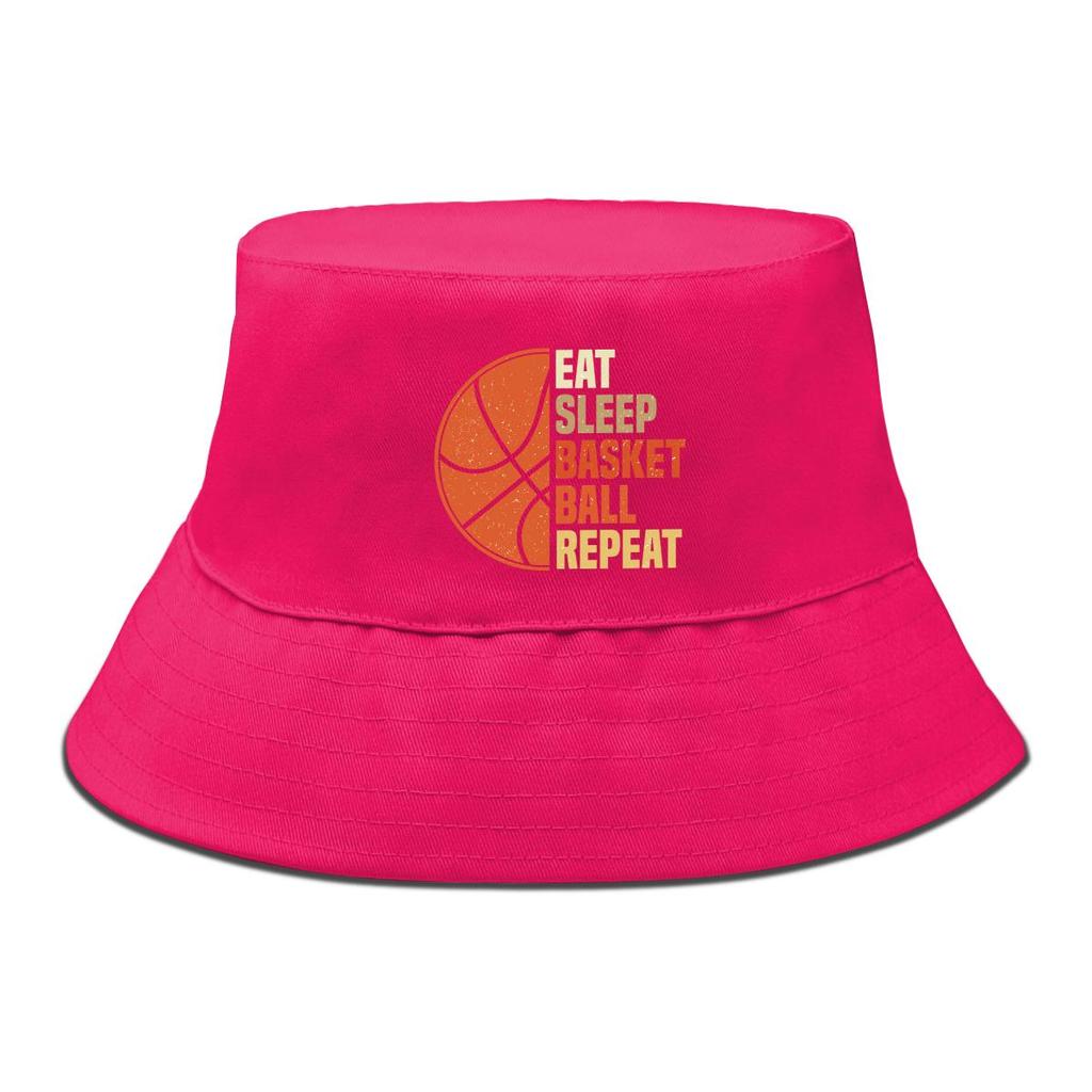 Bucket Hat With "EAT SLEEP BASKET BALL REPEAT" Print , Women's Hat Reversible Casual Wide Brim Fishing Cap