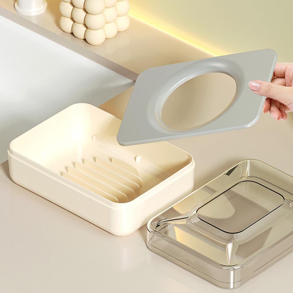 PET Drain Soap Dish Antislips Soap Tray with Drain Rack Soap Storage Rack Bathroom Kitchen Sink