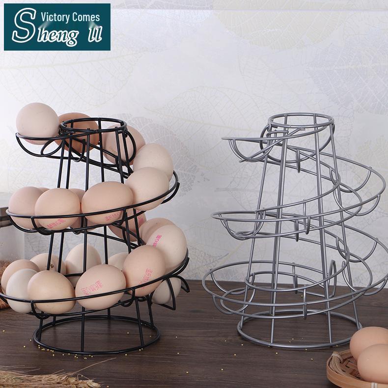 Multi-use Spiral Egg Rack – Iron Art Hanging Basket for Kitchen Storage