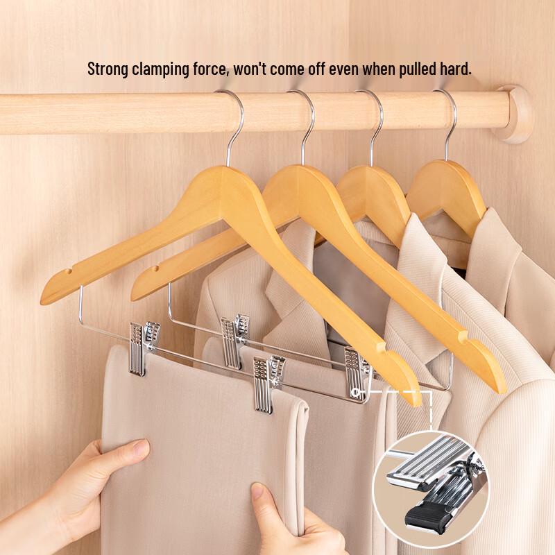 Premium Wooden Non-Slip Trouser and Coat Hanger Set